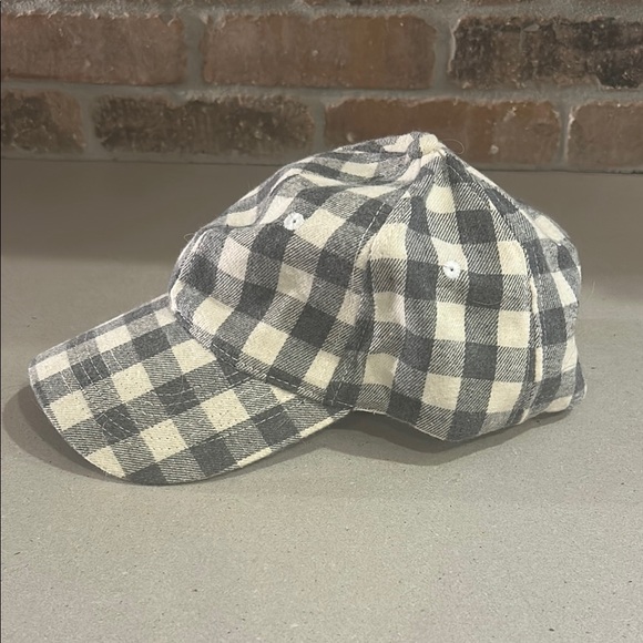 Buffalo Check Checkered Gray and White Baseball Style Cap - Picture 4 of 11